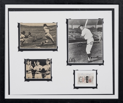 Roger Maris(2), Mickey Mantle & Tom Tresh Single Signed Photos & Ticket Stub In 25 x 21.5 Framed Collage Display (Beckett)